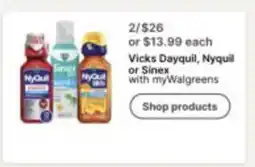 Walgreens Vicks Dayquil Nyquil or Sinex offer