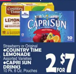 Bravo Supermarkets COUNTRY TIME LEMONADE, CAPRI SUN DRINKS offer