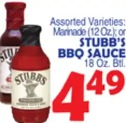 Bravo Supermarkets STUBB'S BBQ SAUCE 18 Oz. Btl offer