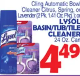 Bravo Supermarkets LYSOL BASIN/TUB/TILE CLEANER, 24 Oz. Can offer