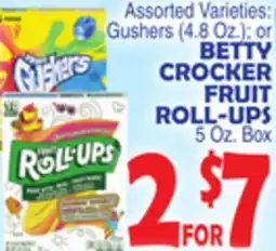 Bravo Supermarkets BETTY CROCKER FRUIT ROLL-UPS 5 Oz. Box offer