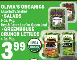 Bravo Supermarkets OLIVIA'S ORGANICS SALADS, GREENHOUSE CRUNCH LETTUCE offer
