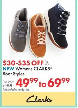 Boscov's NEW Womens CLARKS Boot Styles offer