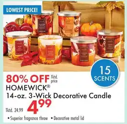 Boscov's HOMEWICK 14-oz. 3-Wick Decorative Candle offer