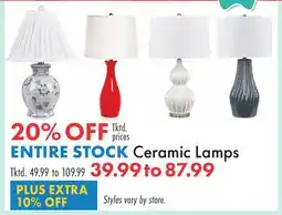Boscov's Ceramic Lamps offer