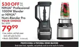 Boscov's NINJA Professional 1000W Blender or NINJA Nutri-Blender Pro offer