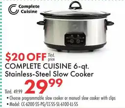 Boscov's COMPLETE CUISINE 6-qt. Stainless-Steel Slow Cooker offer