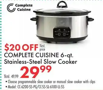 Boscov's COMPLETE CUISINE 6-qt. Stainless-Steel Slow Cooker offer