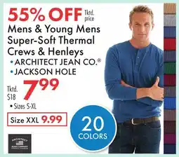 Boscov's Mens & Young Mens Super-Soft Thermal Crews & Henleys offer