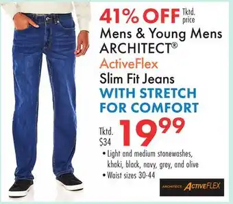 Boscov's Mens & Young Mens ARCHITECT ActiveFlex Slim Fit Jeans offer