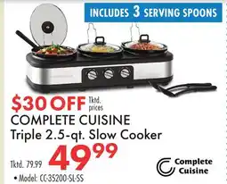 Boscov's COMPLETE CUISINE Triple 2.5-qt. Slow Cooker offer