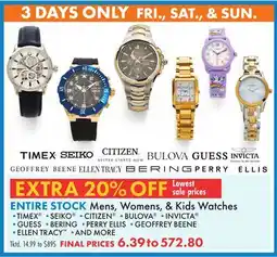 Boscov's ENTIRE STOCK Mens, Women's, & Kids Watches offer