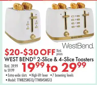 Boscov's WEST BEND 2-Slice & 4-Slice Toasters offer