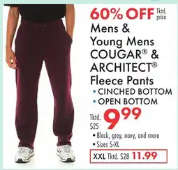 Boscov's Mens & Young Mens COUGAR & ARCHITECT Fleece Pants offer