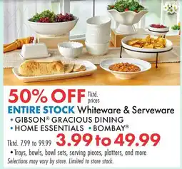 Boscov's ENTIRE STOCK Whiteware & Serveware offer