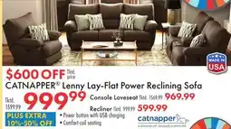 Boscov's CATNAPPER Lenny Lay-Flat Power Reclining Sofa offer