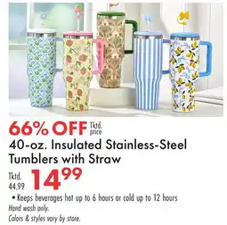 Boscov's 40-oz. Insulated Stainless-Steel Tumblers with Straw offer