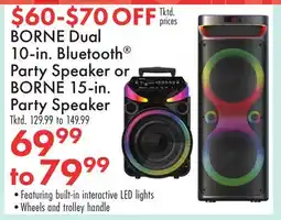 Boscov's BORNE Dual 10-in. Bluetooth Party Speaker or BORNE 15-in. Party Speaker offer
