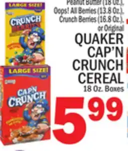 C Town QUAKER CAP'N CRUNCH CEREAL offer