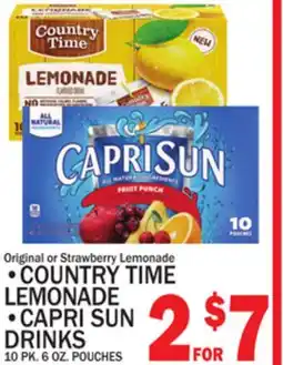C Town • COUNTRY TIME LEMONADE • CAPRI SUN FRUIT PUNCH DRINKS offer