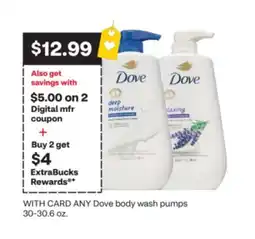 CVS ANY Dove body wash pumps 30-30.6 oz offer