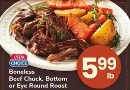 ACME Boneless Beef Chuck, Bottom or Eye Round Roast offer