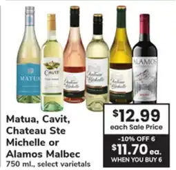 ACME Matua, Cavit, Chateau Ste Michelle or Alamos Malbec offer