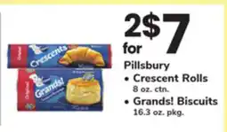 ACME Pillsbury Crescent Rolls 8 oz. ctn. Grands! Biscuits 16.3 oz. pkg offer