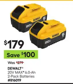 Lowe's 20V MAX* 6.0-Ah 2-Pack Batteries offer