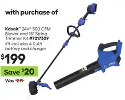 Lowe's 24V 500 CFM Blower and 15 String Trimmer Kit #7217309 offer