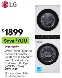 Lowe's WashTower Electric Stacked Laundry Center with 4.5-cu ft Front Load Washer and 7.4-cu ft Dryer offer