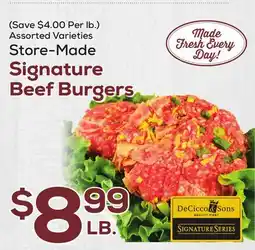 DeCicco & Sons Store-Made Signature Beef Burgers offer