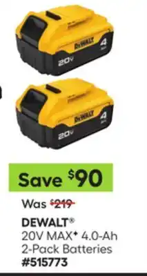 Lowe's 20V MAX 4.0-Ah 2-Pack Batteries offer