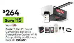 Lowe's 1 1/4 Hpc Smart Compatible Belt drive Garage Door Opener Wi-Fi Compatibility and Battery Back-Up offer