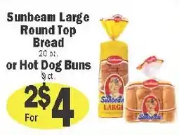 Sellers Bros Sunbeam Large Round Top Bread or Hot Dog Buns offer