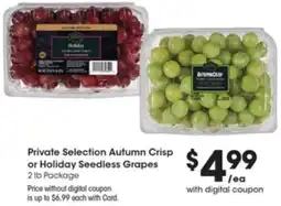 Gerbes Private Selection Autumn Crisp or Holiday Seedless Grapes offer