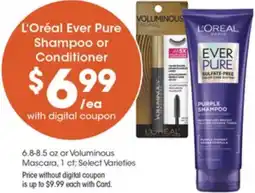 Gerbes L'Oréal Ever Pure Shampoo or Conditioner or Voluminous Mascara offer