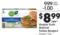 Gerbes Simple Truth Natural Turkey Burgers Frozen offer