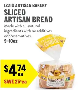 New Seasons Market Izzio artisan bakery sliced artisan bread offer