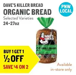New Seasons Market Dave's killer bread organic bread offer