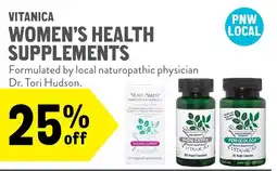 New Seasons Market Vitanica women's health supplements offer
