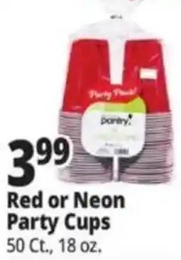 Ocean State Job Lot Pantry red or neon party cups offer