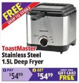 Ocean State Job Lot ToastMaster stainless steel 1.5l deep fryer offer