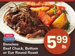 ACME Usda choice boneless beef chuck, bottom or eye round roast offer