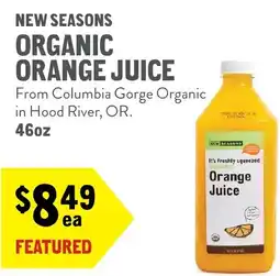 New Seasons Market New Seasons organic orange juice offer