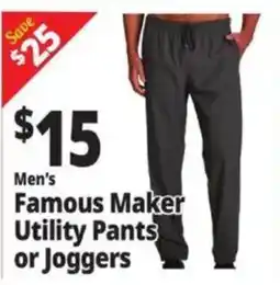 Ocean State Job Lot Men's Famous Maker Utility Pants or Joggers offer