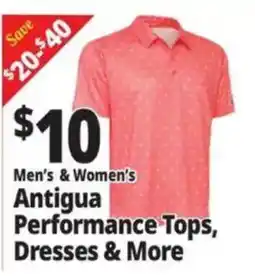 Ocean State Job Lot Men's & Women's Antigua Performance Tops, Dresses & More offer