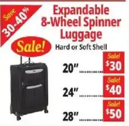 Ocean State Job Lot Expandable 8-Wheel Spinner Luggage offer