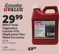 Rural King Rm43 total vegetation control 43% glyphosate plus weed preventer offer