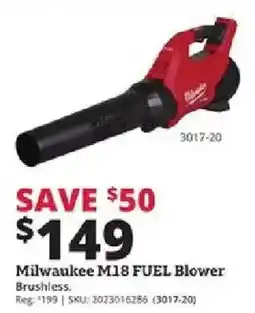 Rural King Milwaukee M18 FUEL Blower offer